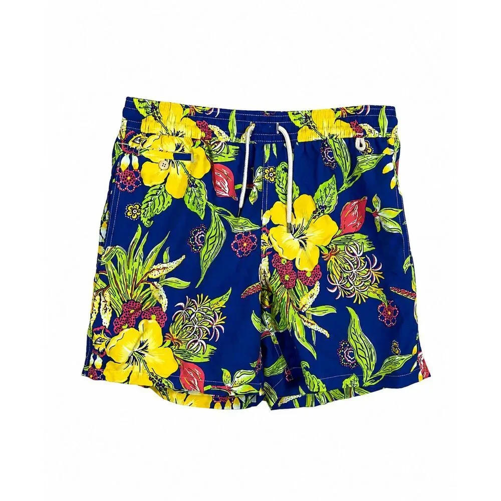 Polo Ralph Lauren Mens Swimwear Trunks Sz M Hawaiian Floral Beach‎ Tropical H3